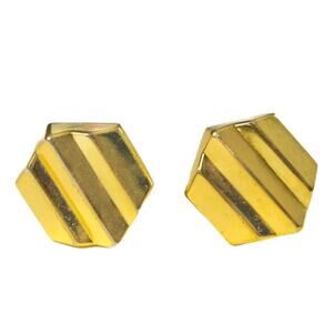 Christian Dior Hexagon Gold Clip-on Earrings Art Deco Style